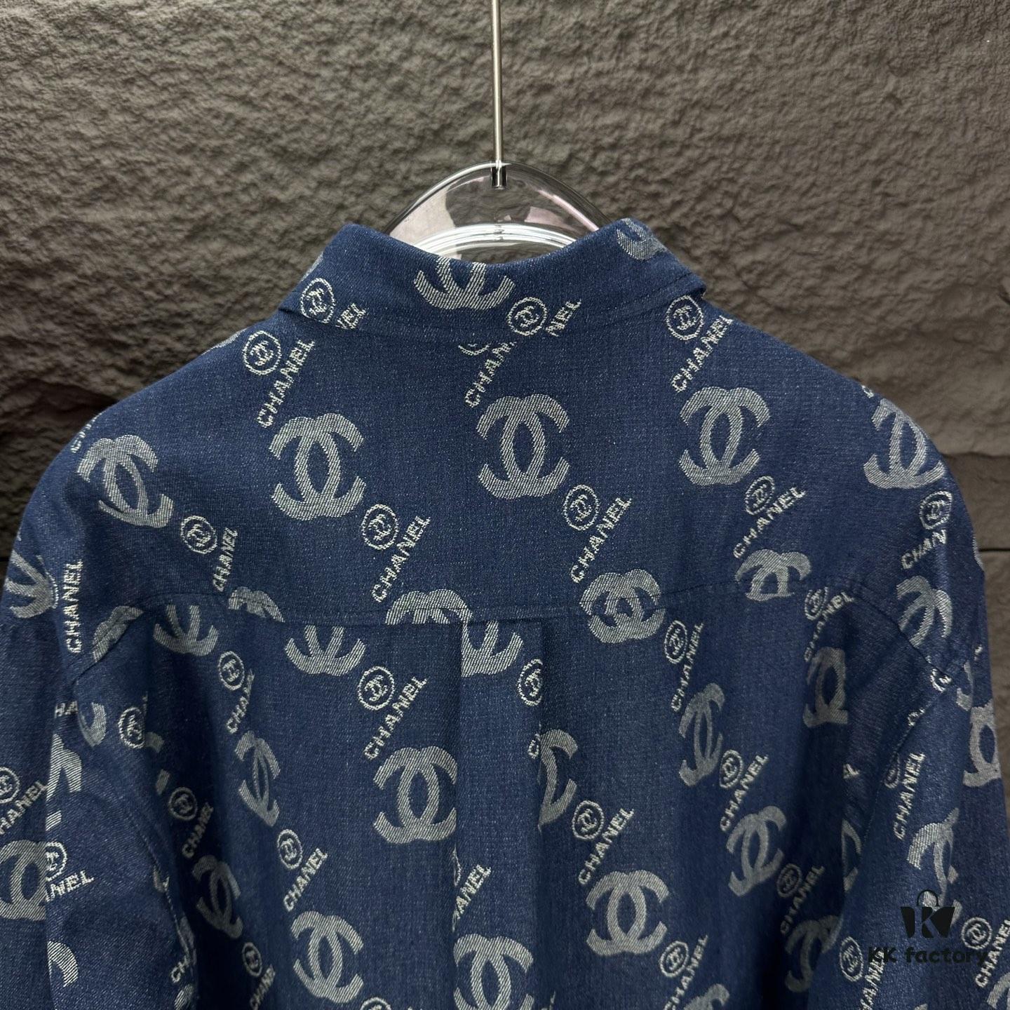 Chanel 2025 New Arrival All-Over Logo Washed Denim Jacket for Couples