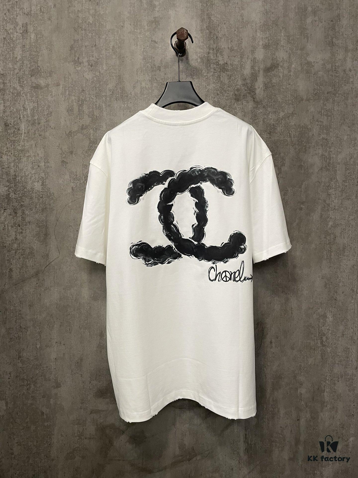 CHANEL Chanel 24SS Navy Collection Rope Digital Print Heavyweight Short Sleeve T-Shirt, 380g Premium Cotton, Autumn Winter Essential