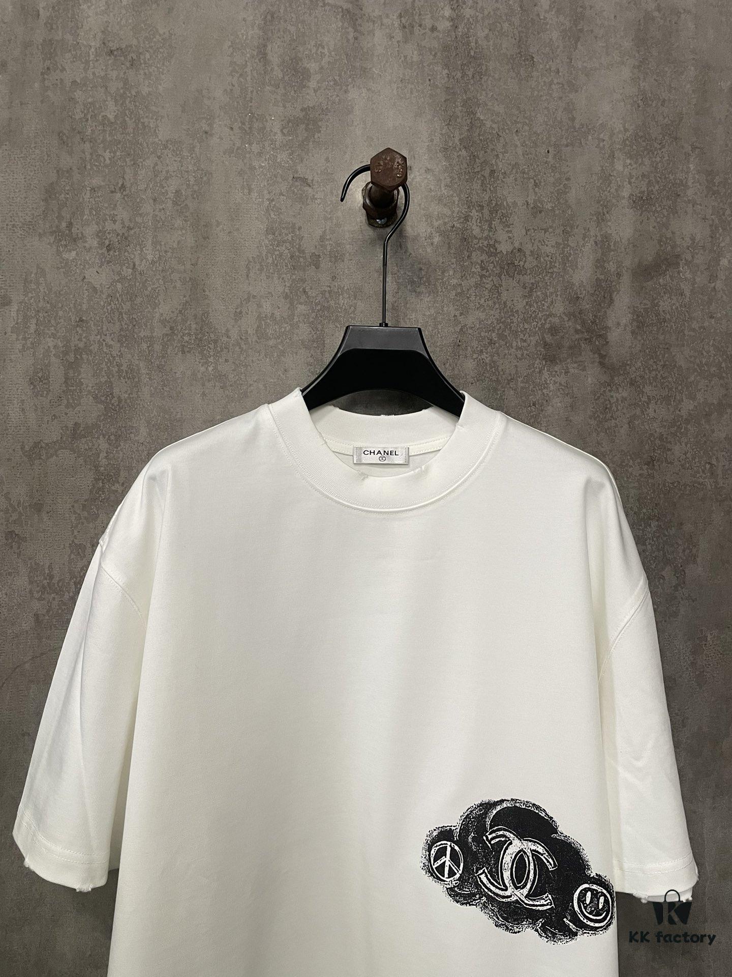 CHANEL Chanel 24SS Navy Collection Rope Digital Print Heavyweight Short Sleeve T-Shirt, 380g Premium Cotton, Autumn Winter Essential