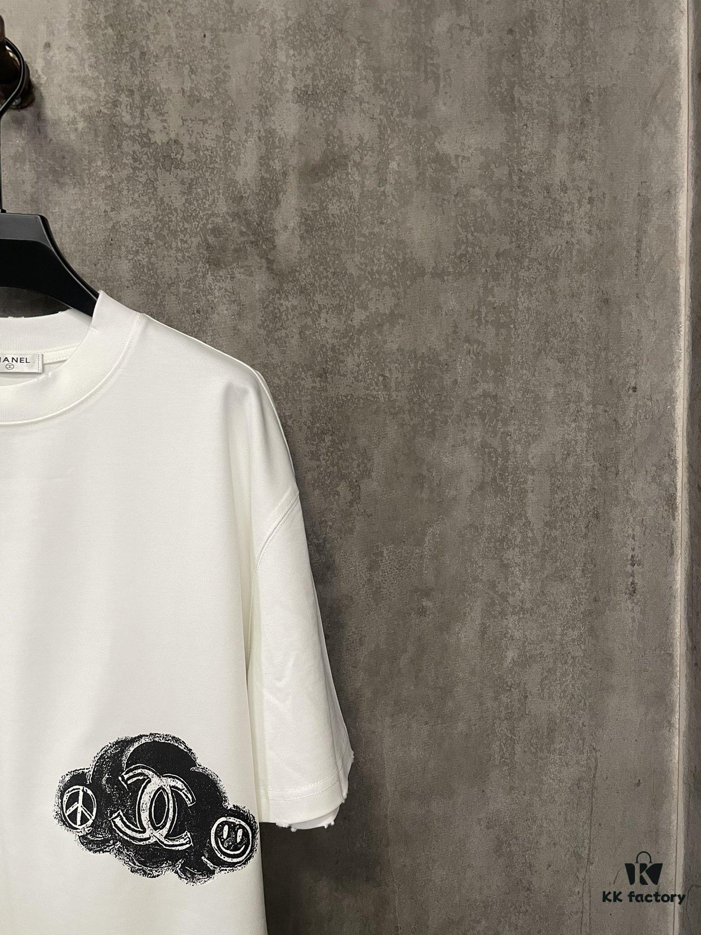 CHANEL Chanel 24SS Navy Collection Rope Digital Print Heavyweight Short Sleeve T-Shirt, 380g Premium Cotton, Autumn Winter Essential