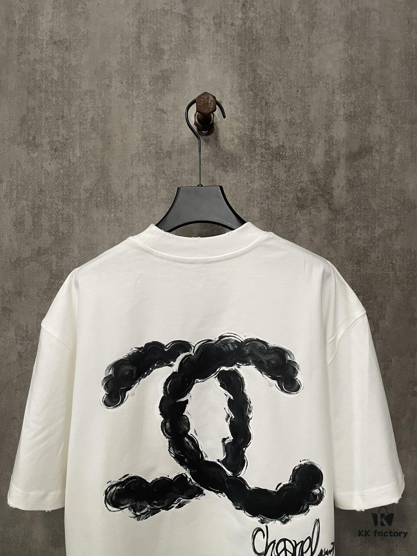 CHANEL Chanel 24SS Navy Collection Rope Digital Print Heavyweight Short Sleeve T-Shirt, 380g Premium Cotton, Autumn Winter Essential