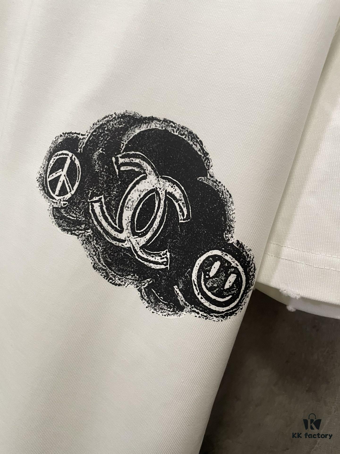 CHANEL Chanel 24SS Navy Collection Rope Digital Print Heavyweight Short Sleeve T-Shirt, 380g Premium Cotton, Autumn Winter Essential