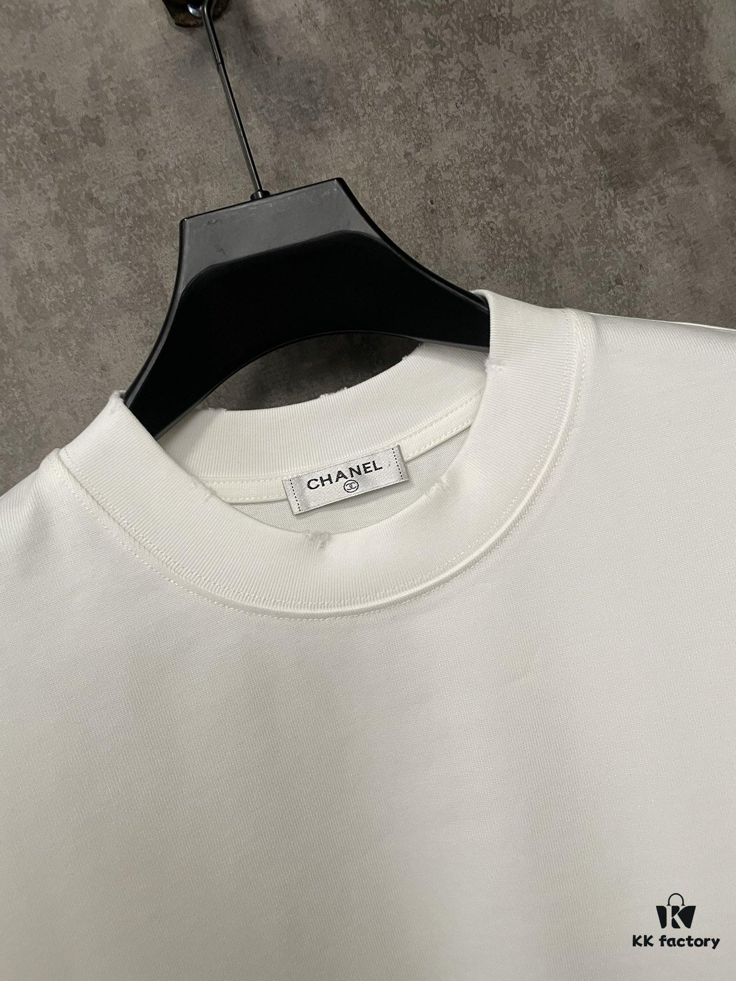 CHANEL Chanel 24SS Navy Collection Rope Digital Print Heavyweight Short Sleeve T-Shirt, 380g Premium Cotton, Autumn Winter Essential