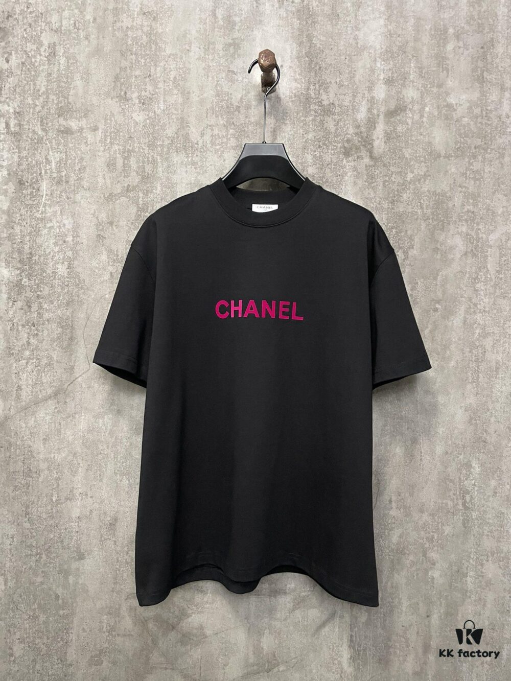 CHANEL Chanel 24SS Classic Logo Flocked Print Heavyweight Short Sleeve T-Shirt