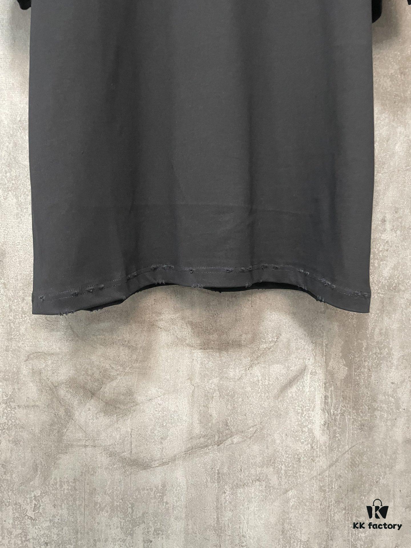 CHANEL Chanel 24SS Classic Logo Distressed Heavyweight Solid Short-Sleeve T-Shirt