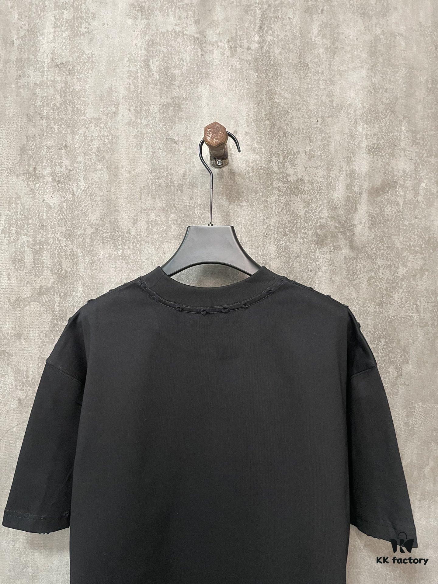 CHANEL Chanel 24SS Classic Logo Distressed Heavyweight Solid Short-Sleeve T-Shirt