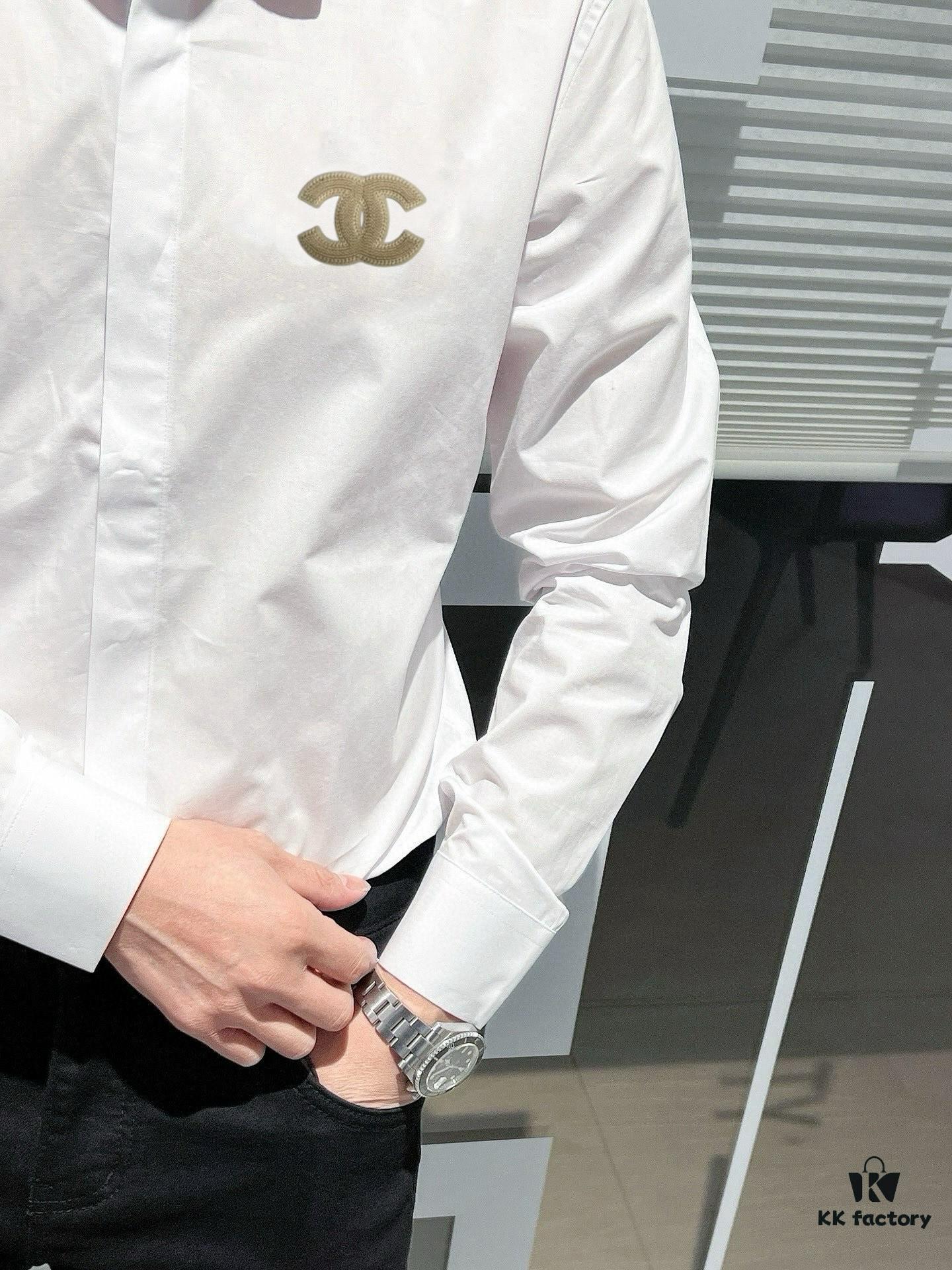 Chanel Men's Long-Sleeve Shirt, Ergonomic Three-Dimensional Cut, Natural Slim Fit, Hidden Placket Design, Premium Cotton Bamboo Fiber Fabric, Exquisite Craftsmanship, Elegant and Fashion-Forward