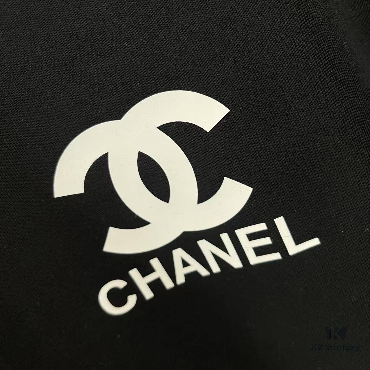 Chanel CHANEL 2025 Summer New Arrival Short Sleeve T-Shirt with 3D Silicone C Logo Print, Custom 300g Fabric, Unisex Design