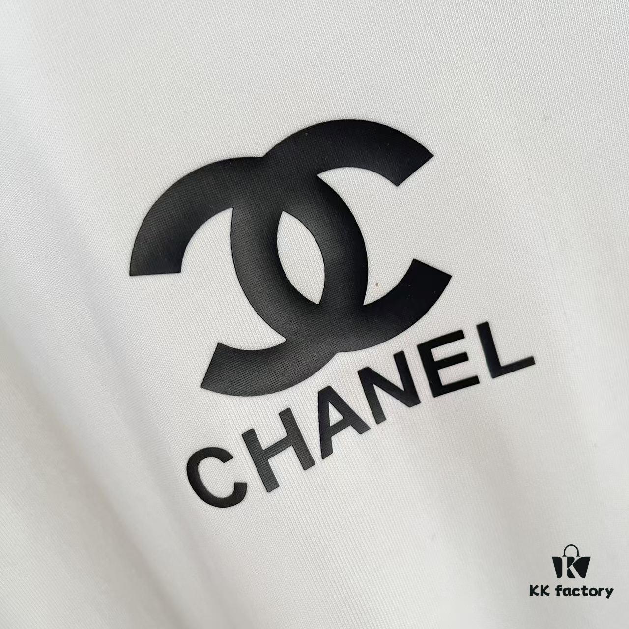 Chanel CHANEL 2025 Summer New Arrival Short Sleeve T-Shirt with 3D Silicone C Logo Print, Custom 300g Fabric, Unisex Design