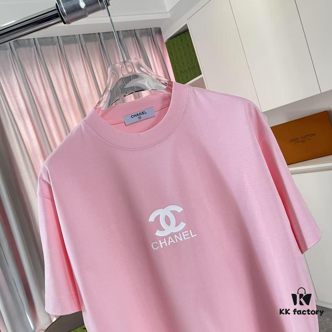 Chanel CHANEL 2025 Summer New Arrival Short Sleeve T-Shirt with 3D Silicone C Logo Print, Custom 300g Fabric, Unisex Design