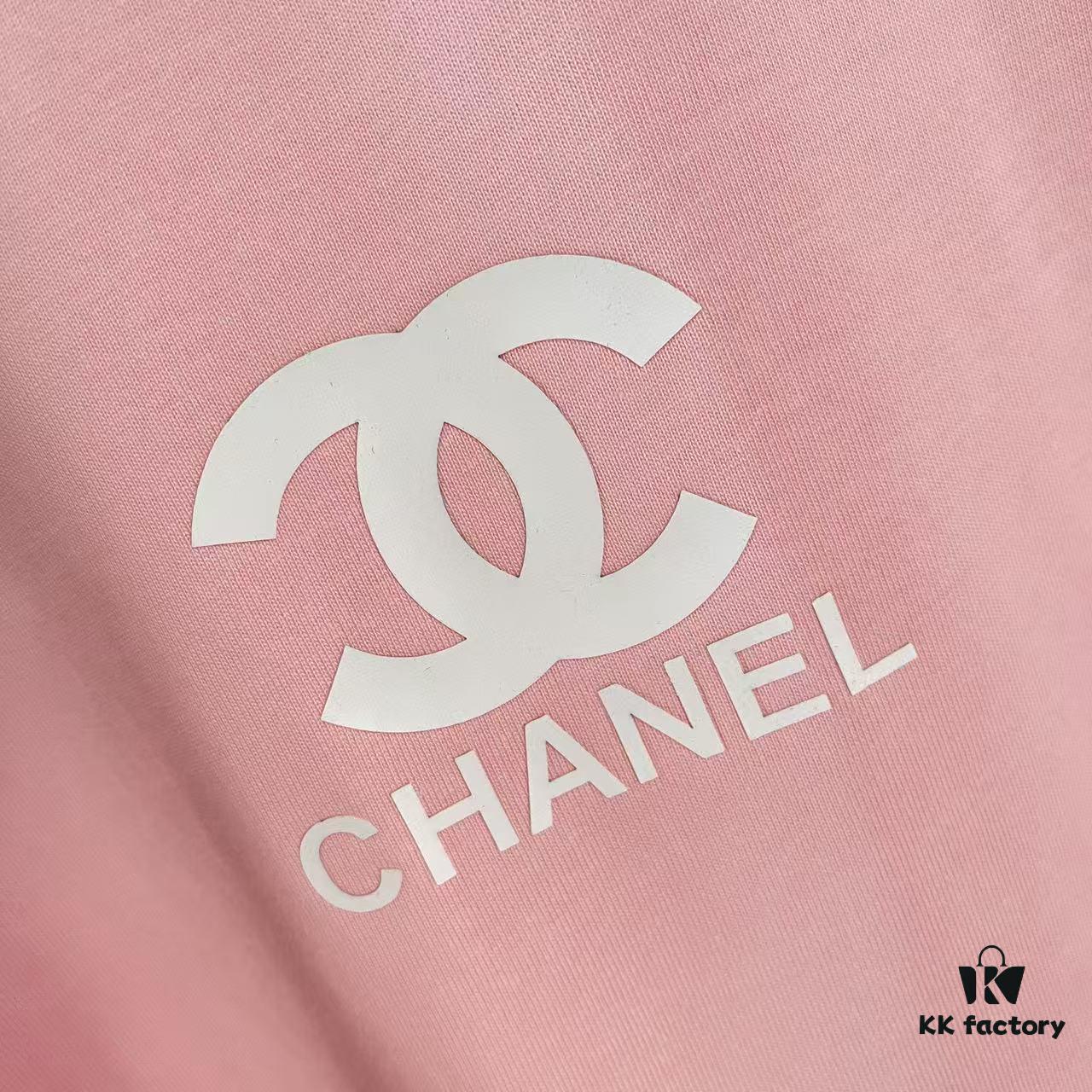 Chanel CHANEL 2025 Summer New Arrival Short Sleeve T-Shirt with 3D Silicone C Logo Print, Custom 300g Fabric, Unisex Design