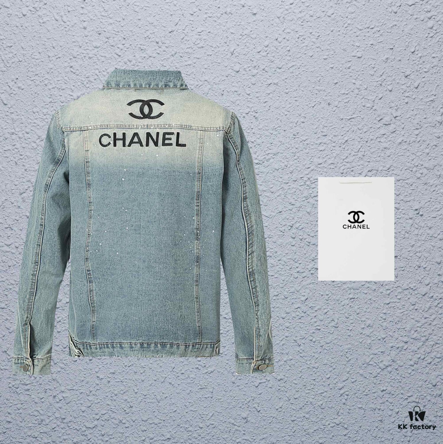 Top Version (Different from Standard Stock) Chanel CHANEL Rhinestone Embellished Denim Jacket Coat