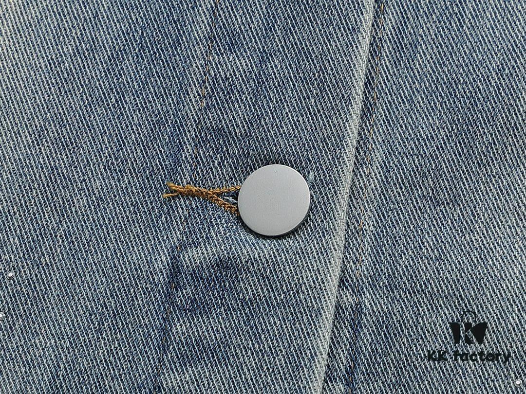 Top Version (Different from Standard Stock) Chanel CHANEL Rhinestone Embellished Denim Jacket Coat