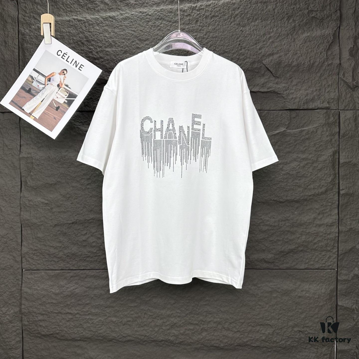 Chanel 2025 New Sequin Letter Logo Couple's Short Sleeve T-Shirt