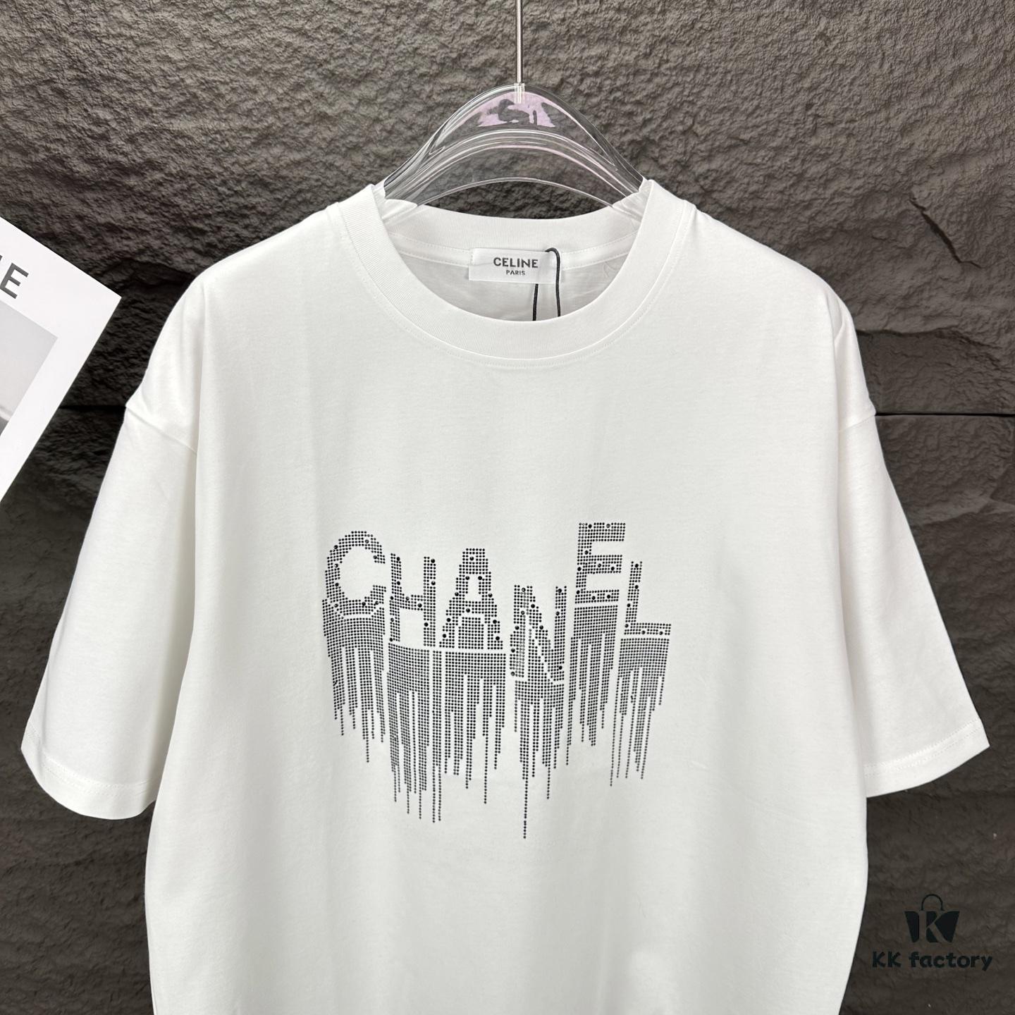 Chanel 2025 New Sequin Letter Logo Couple's Short Sleeve T-Shirt