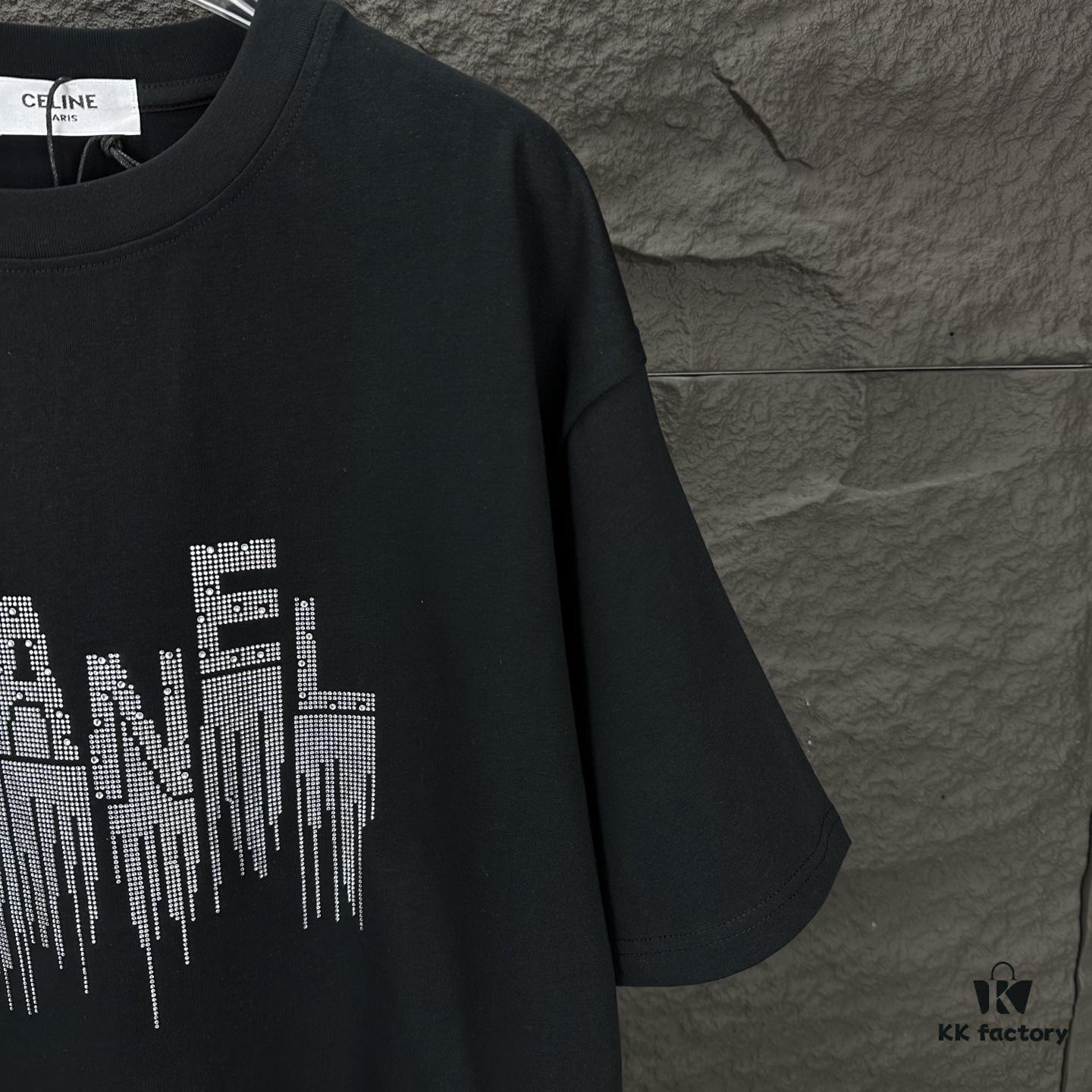 Chanel 2025 New Arrival Rhinestone Letter Logo Couple Short Sleeve T-Shirt