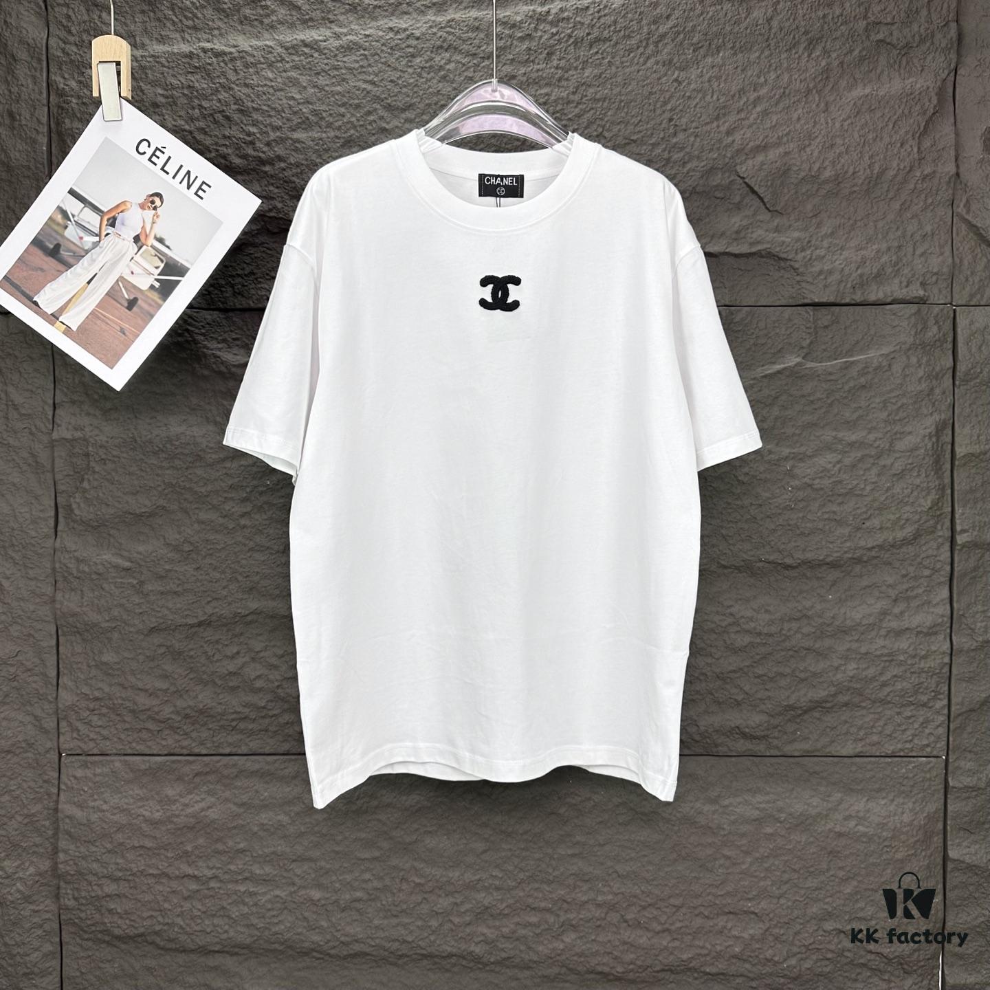 Chanel 2025 New Embroidered Logo Couple Short Sleeve T-Shirt