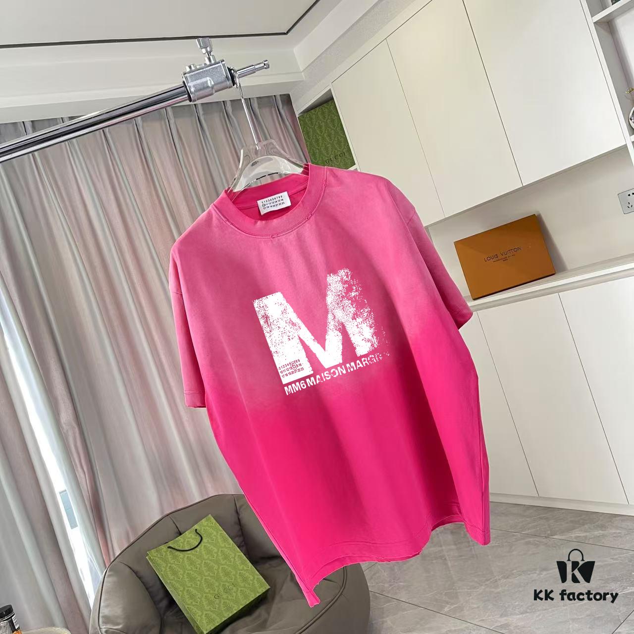 MM6 Maison Margiela 2025 Summer New Arrival Distressed Gradient Worn-Out Personalized Logo Print Custom Fabric 320g Short Sleeve T-Shirt Unisex