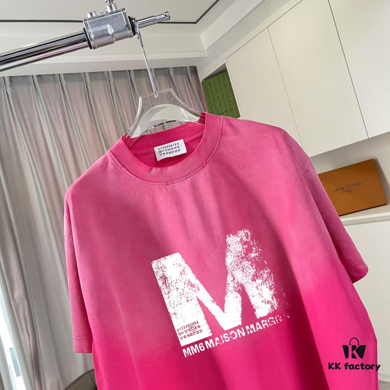 MM6 Maison Margiela 2025 Summer New Arrival Distressed Gradient Worn-Out Personalized Logo Print Custom Fabric 320g Short Sleeve T-Shirt Unisex