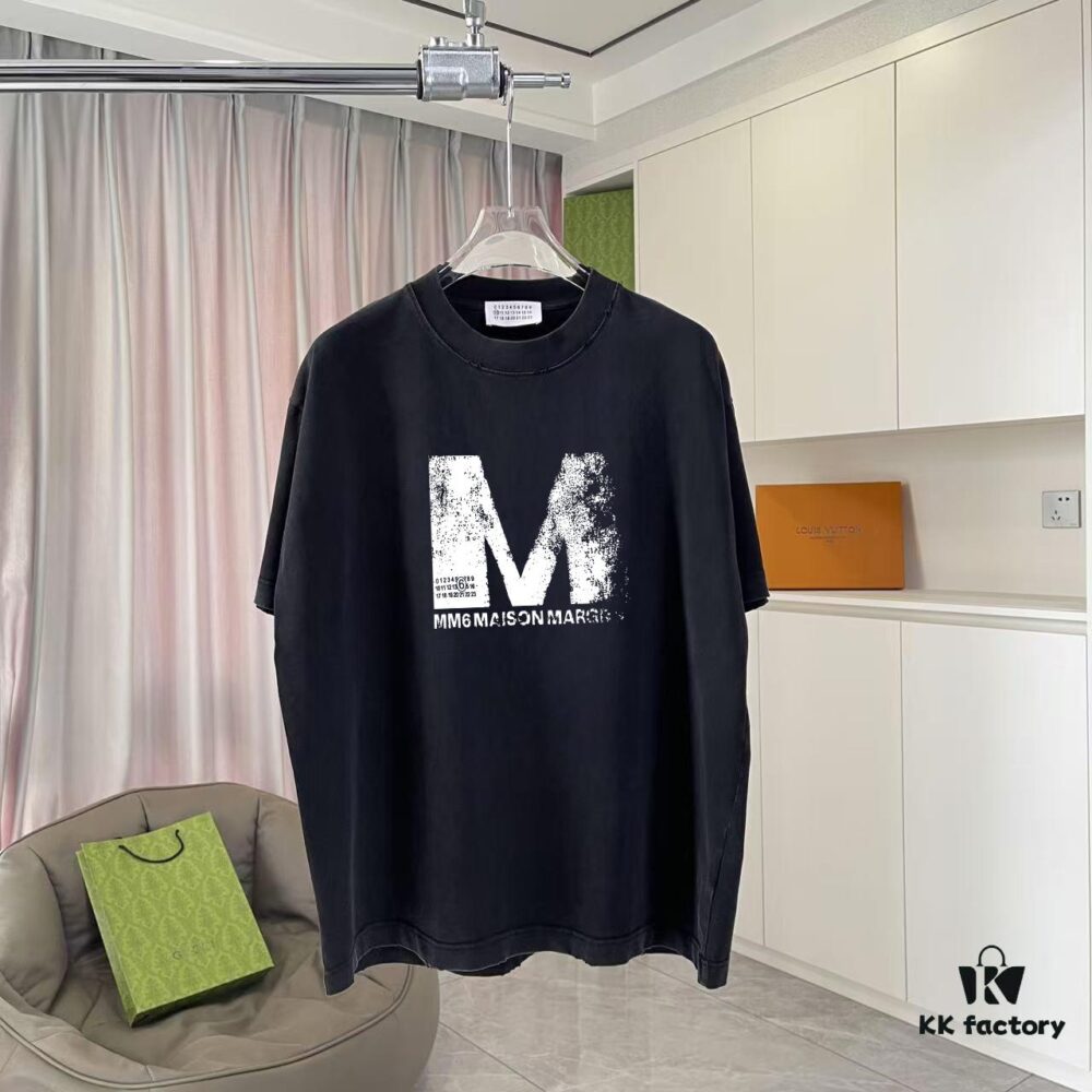 MM6 Maison Margiela 2025 Summer New Arrival Distressed Ombre Vintage Short Sleeve T-Shirt with Custom Fabric 320g and Signature Logo Print Unisex