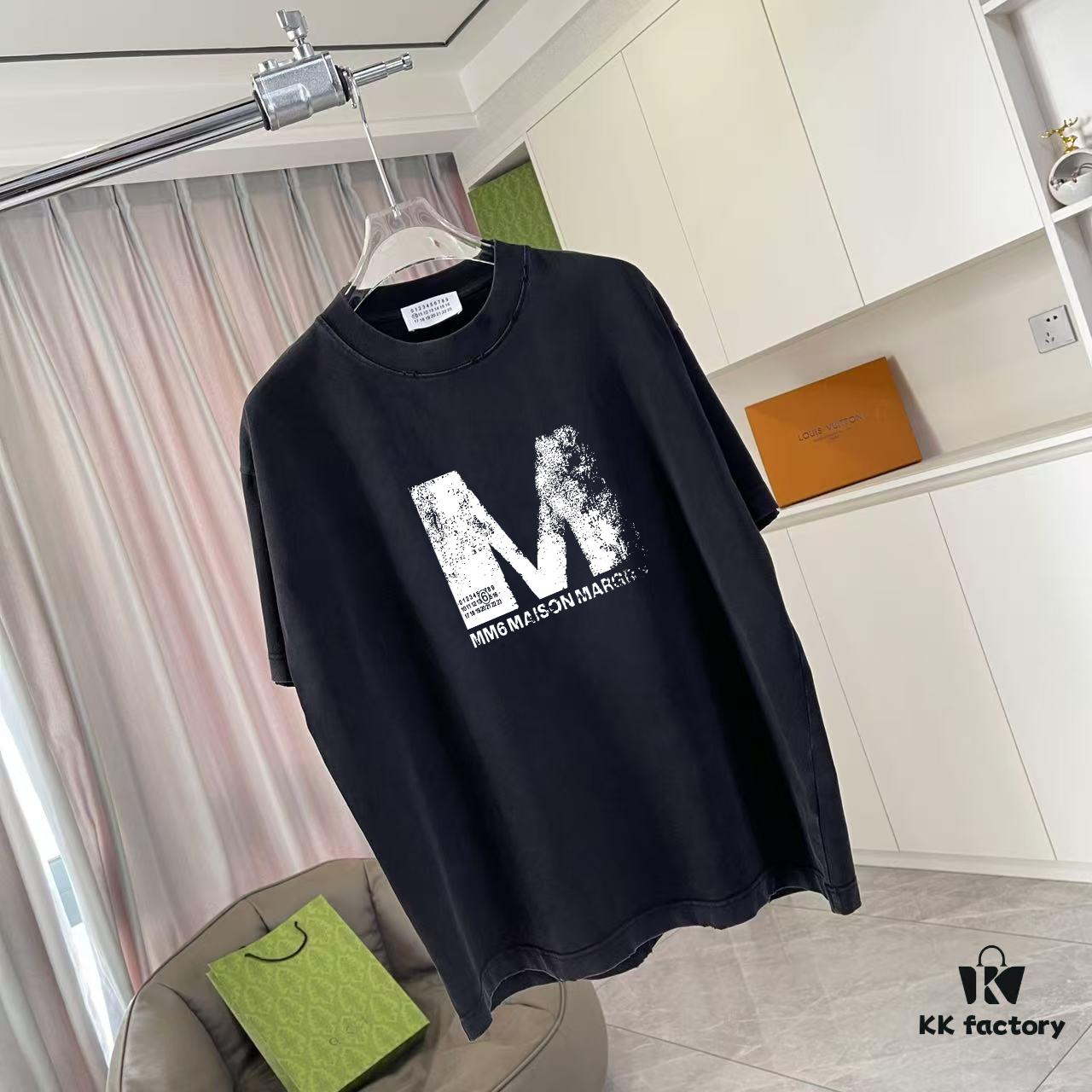 MM6 Maison Margiela 2025 Summer New Arrival Distressed Ombre Vintage Short Sleeve T-Shirt with Custom Fabric 320g and Signature Logo Print Unisex