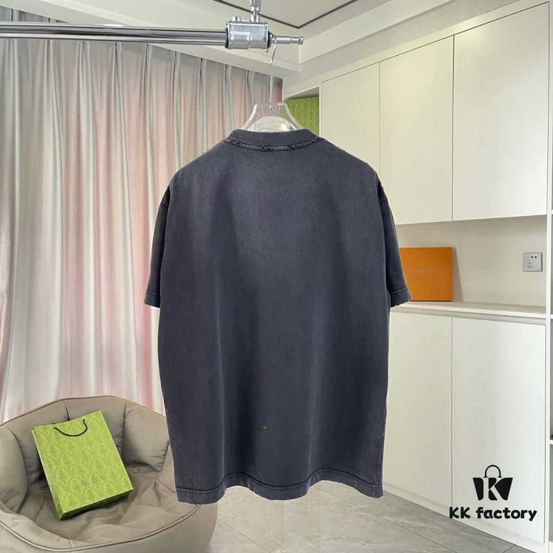 MM6 Maison Margiela 2025 Summer New Arrival Distressed Ombre Vintage Short Sleeve T-Shirt with Unique Logo Print, Custom 320g Fabric, Unisex Design