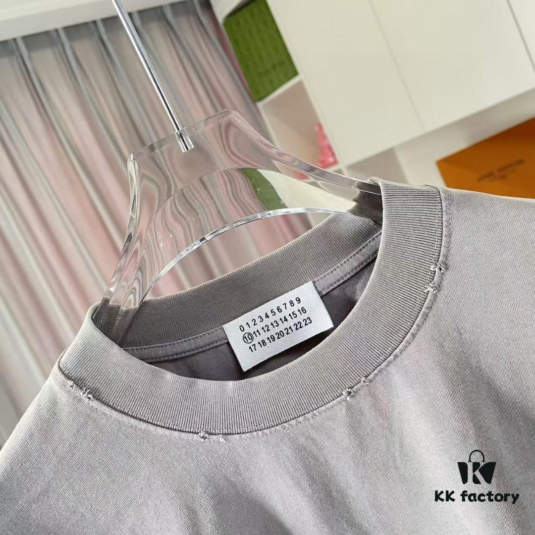 MM6 Maison Margiela 2025 Summer New Arrival Distressed Gradient Worn-Out Design with Unique Logo Print, Custom 320g Fabric Short-Sleeve T-Shirt Unisex