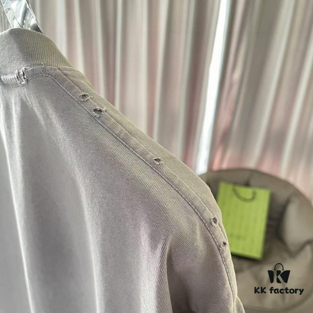 MM6 Maison Margiela 2025 Summer New Arrival Distressed Gradient Worn-Out Design with Unique Logo Print, Custom 320g Fabric Short-Sleeve T-Shirt Unisex