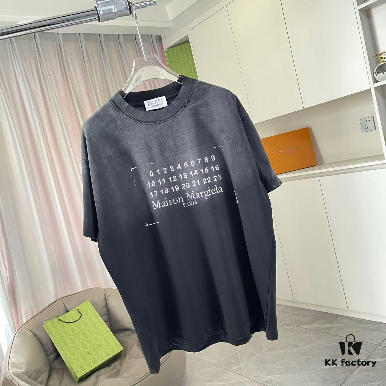 MM6 Maison Margiela 2025 Summer New Arrival Distressed Gradient Worn-Out Personalized Logo Print Custom Fabric 320g Short Sleeve T-Shirt Unisex