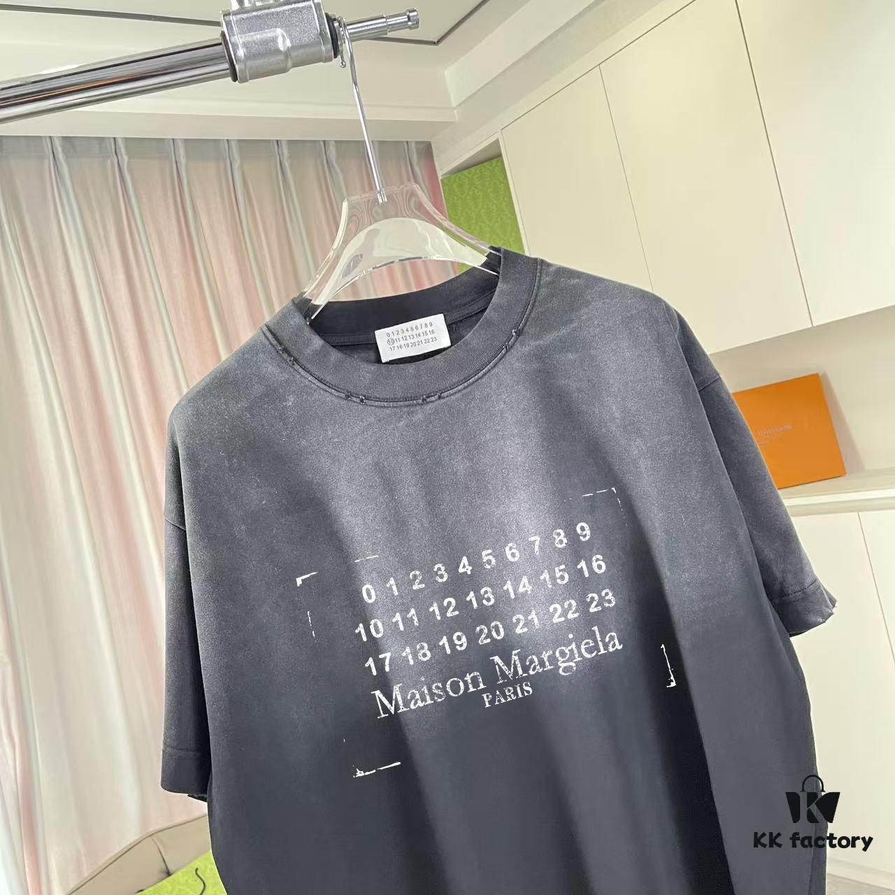 MM6 Maison Margiela 2025 Summer New Arrival Distressed Gradient Worn-Out Personalized Logo Print Custom Fabric 320g Short Sleeve T-Shirt Unisex