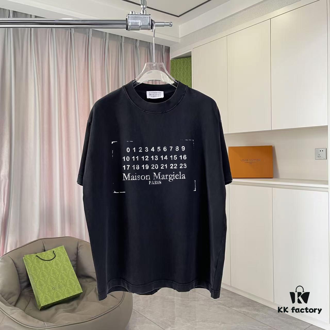 MM6 Maison Margiela 2025 Summer New Arrival Distressed Ombre Vintage Short Sleeve T-Shirt with Unique Logo Print, Custom 320g Fabric, Unisex Design