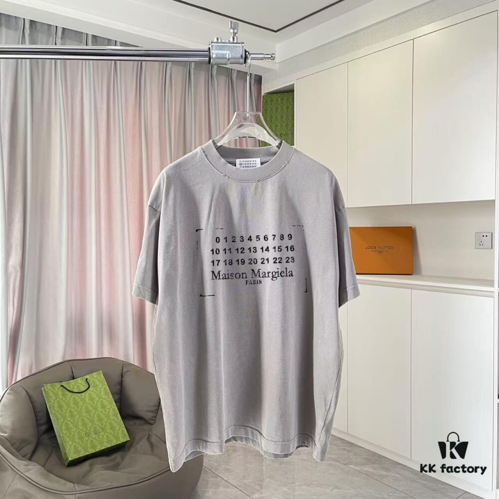 MM6 Maison Margiela 2025 Summer New Arrival Distressed Ombre Vintage Short Sleeve T-Shirt with Signature Logo Print, Custom 320g Fabric, Unisex Design