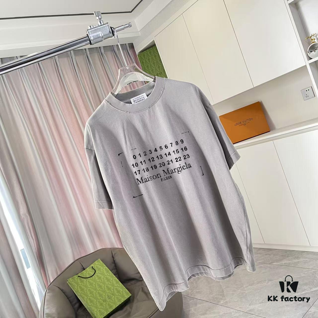 MM6 Maison Margiela 2025 Summer New Arrival Distressed Ombre Vintage Short Sleeve T-Shirt with Signature Logo Print, Custom 320g Fabric, Unisex Design