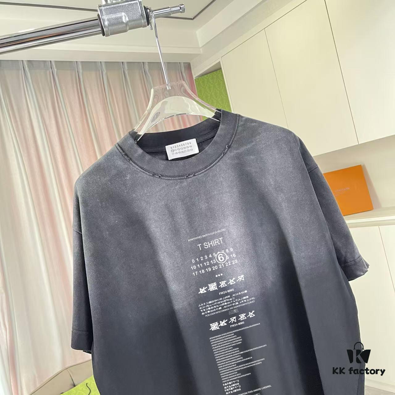 MM6 Maison Margiela 2025 Summer New Arrival Distressed Gradient Worn-Out Design with Signature Logo Print Custom 320g Fabric Short Sleeve T-Shirt Unisex