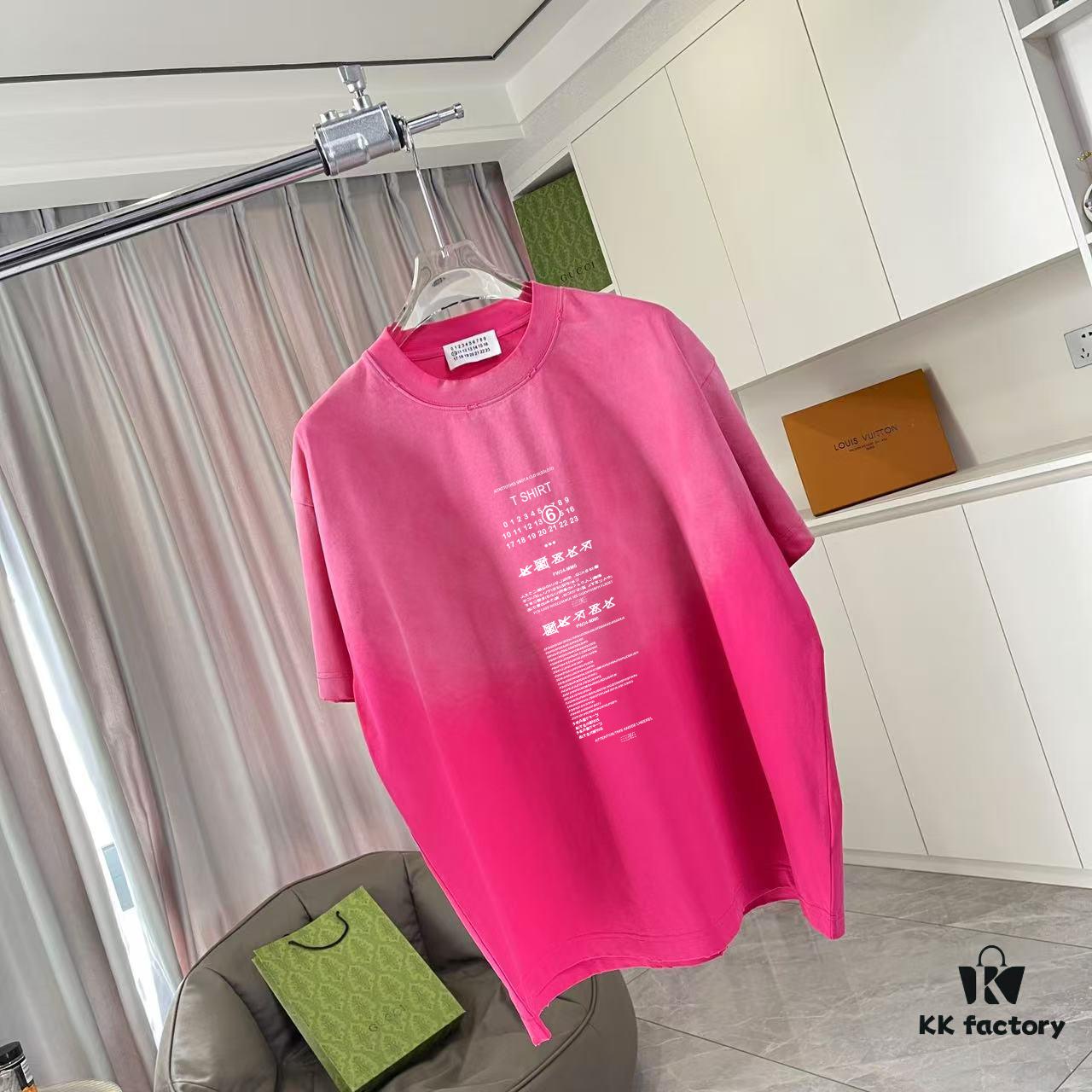 MM6 Maison Margiela 2025 Summer New Arrival Distressed Gradient Worn-Out Short Sleeve T-Shirt with Unique Logo Print, Custom 320g Fabric Unisex Design