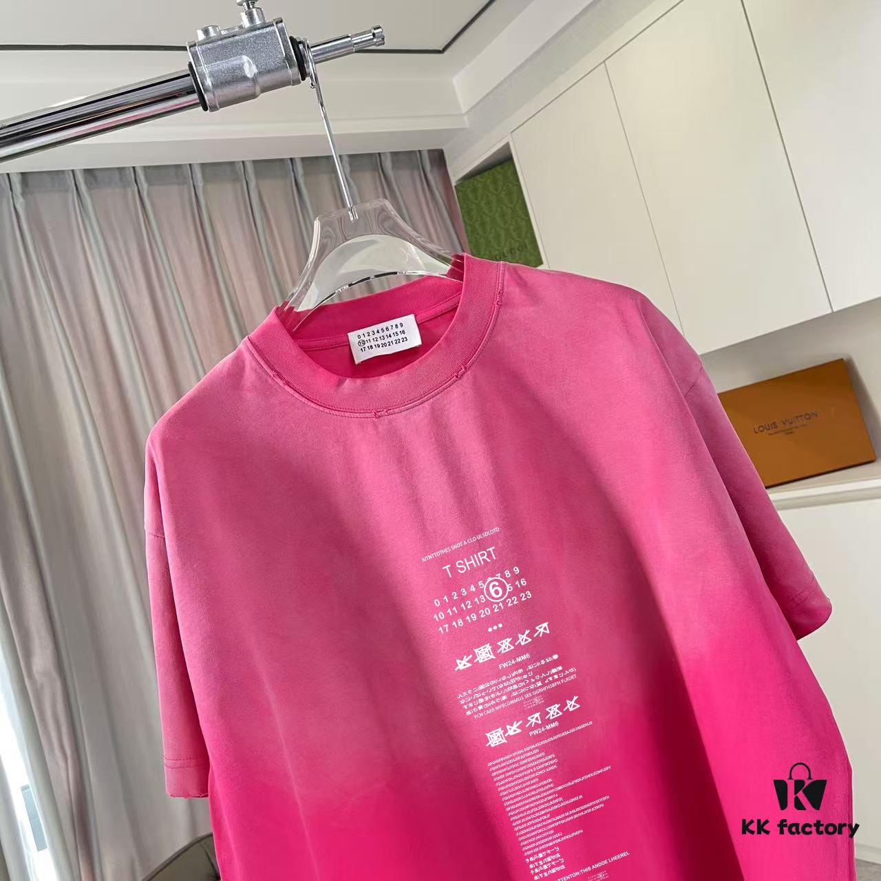 MM6 Maison Margiela 2025 Summer New Arrival Distressed Gradient Worn-Out Short Sleeve T-Shirt with Unique Logo Print, Custom 320g Fabric Unisex Design