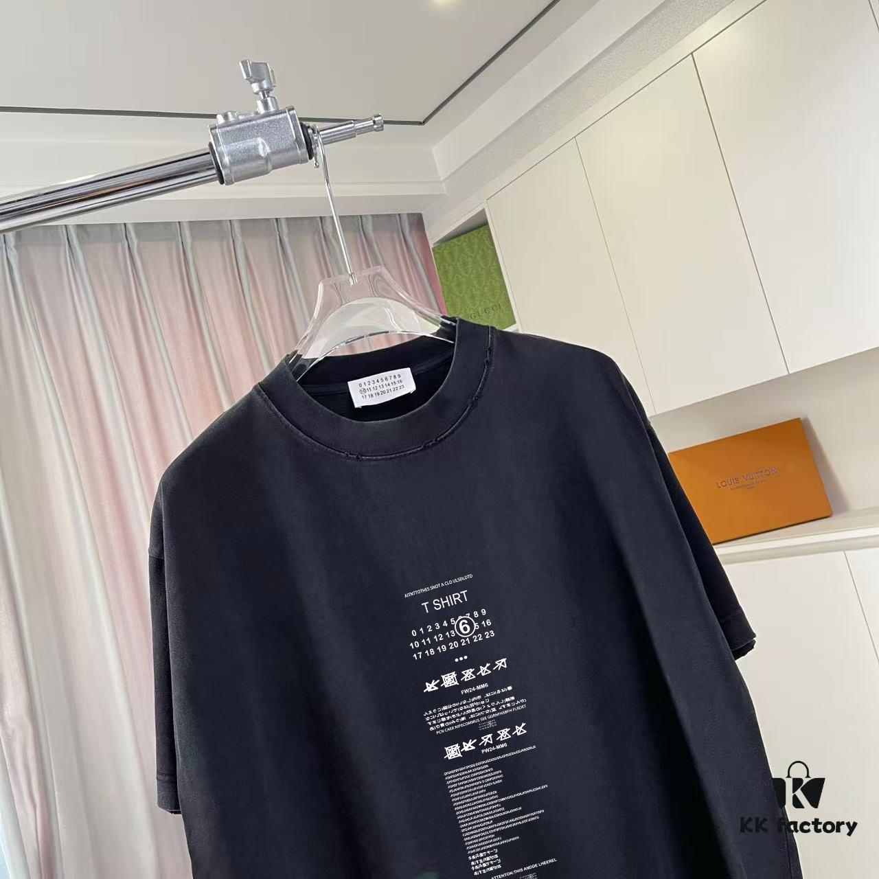 MM6 Maison Margiela 2025 Summer New Arrival Distressed Ombre Vintage Short Sleeve T-Shirt with Custom Fabric 320g and Signature Logo Print Unisex