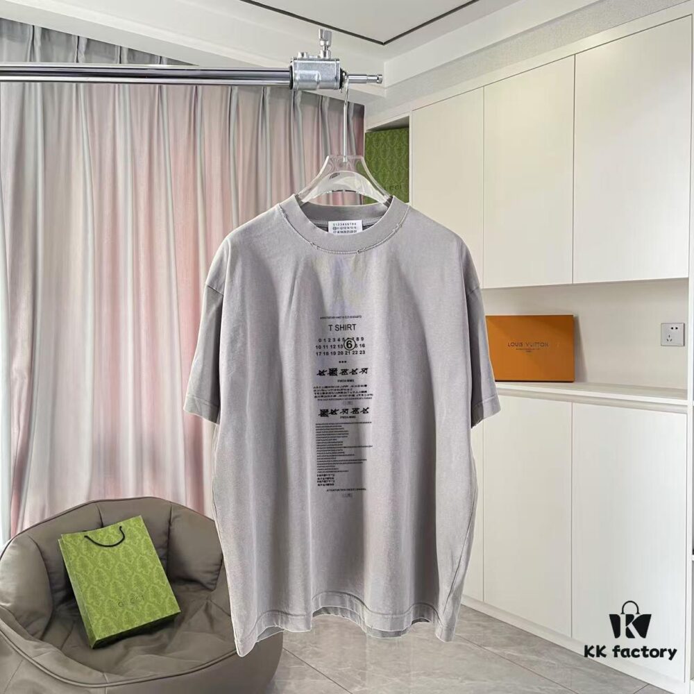 MM6 Maison Margiela 2025 Summer New Arrival Distressed Gradient Vintage Short Sleeve T-Shirt with Signature Logo Print, Custom 320g Fabric, Unisex Design