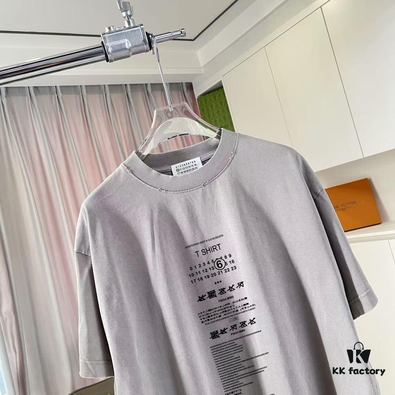 MM6 Maison Margiela 2025 Summer New Arrival Distressed Gradient Vintage Short Sleeve T-Shirt with Signature Logo Print, Custom 320g Fabric, Unisex Design