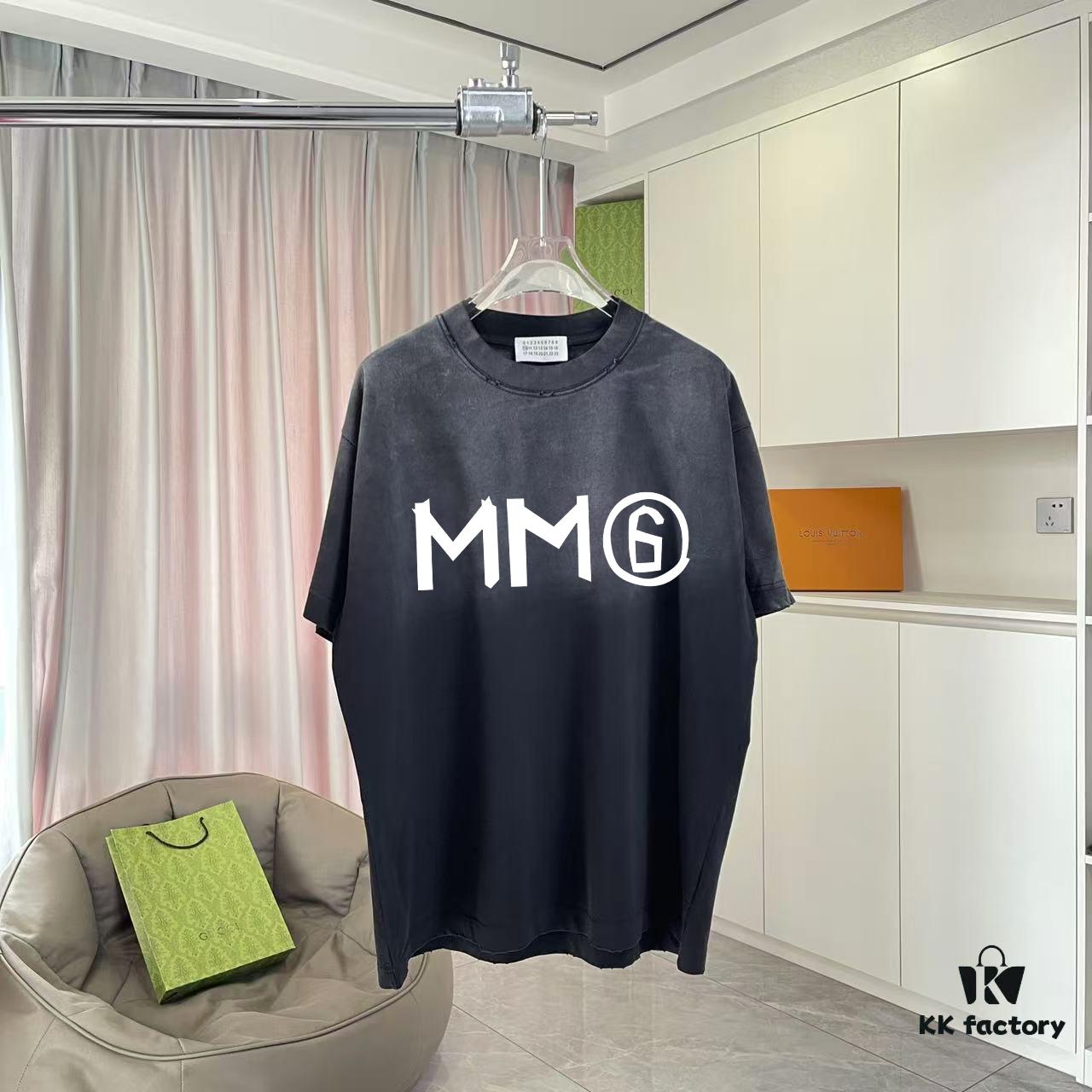 MM6 Maison Margiela 2025 Summer New Arrival Distressed Ombre Vintage Short Sleeve T-Shirt with Custom Fabric 320g and Signature Logo Print Unisex