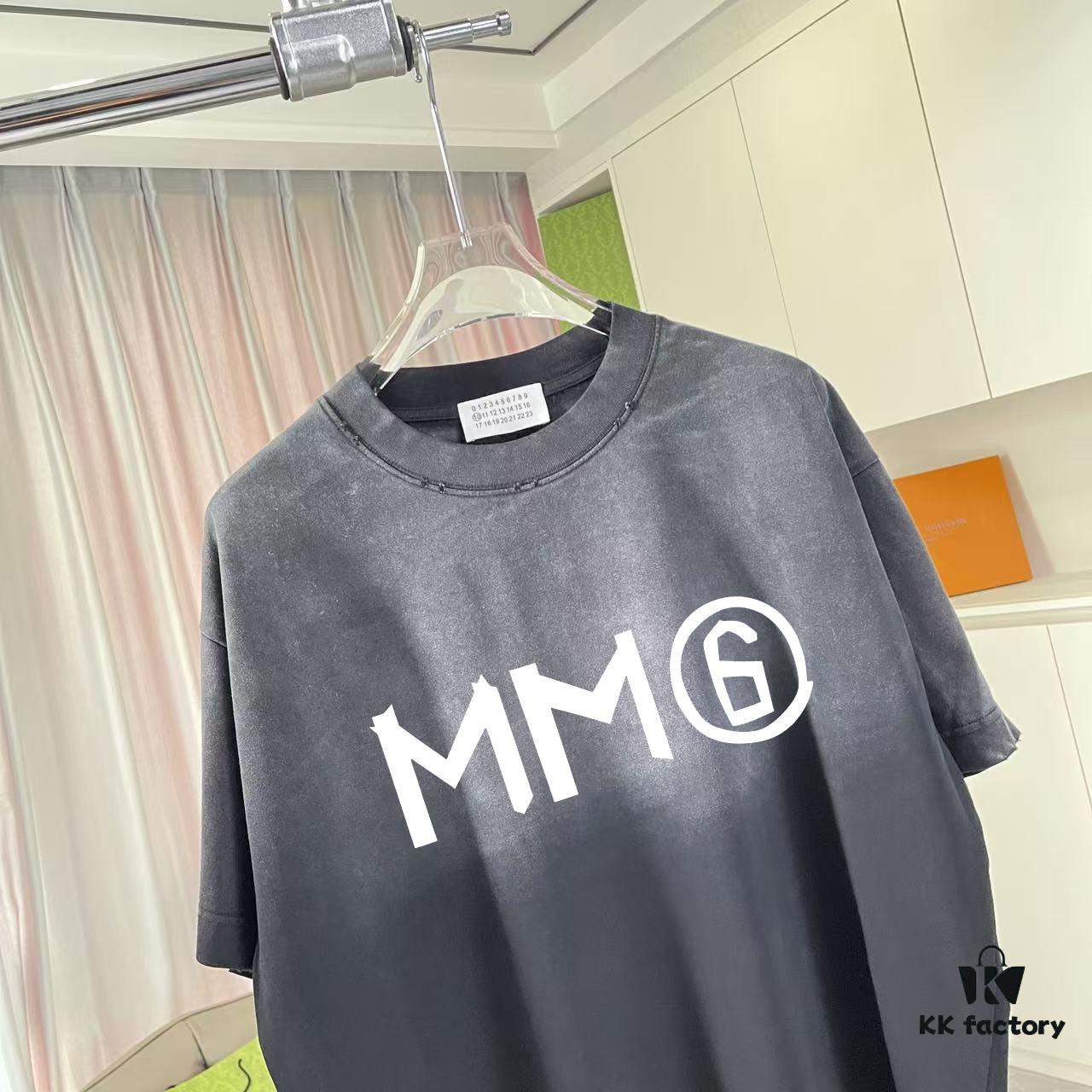 MM6 Maison Margiela 2025 Summer New Arrival Distressed Ombre Vintage Short Sleeve T-Shirt with Custom Fabric 320g and Signature Logo Print Unisex