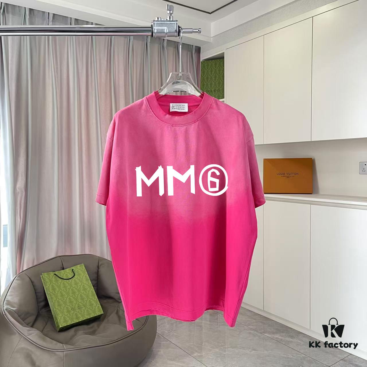 MM6 Maison Margiela 2025 Summer New Arrival Distressed Gradient Worn Vintage Logo Print Custom 320g Fabric Short Sleeve T-Shirt Unisex