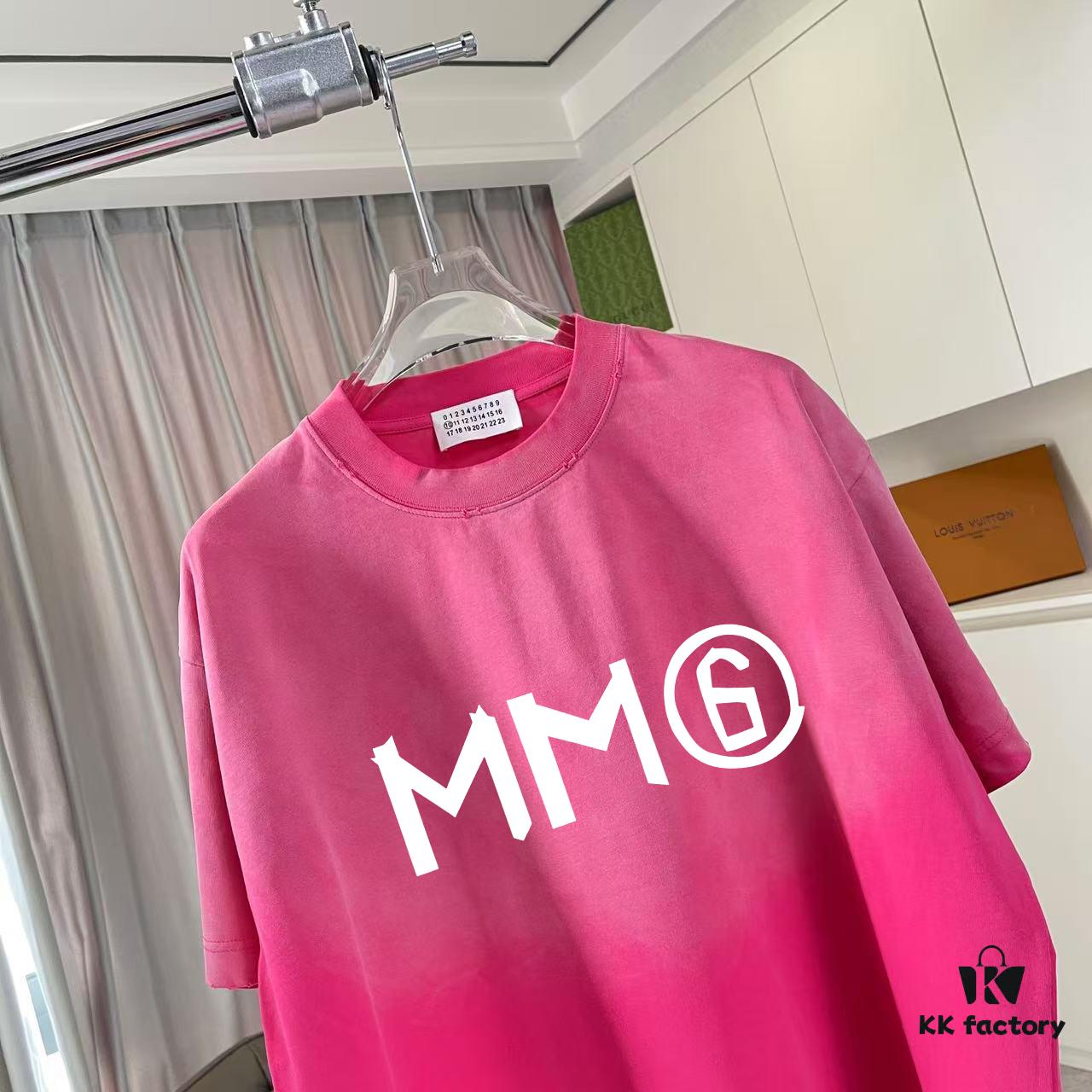 MM6 Maison Margiela 2025 Summer New Arrival Distressed Gradient Worn Vintage Logo Print Custom 320g Fabric Short Sleeve T-Shirt Unisex