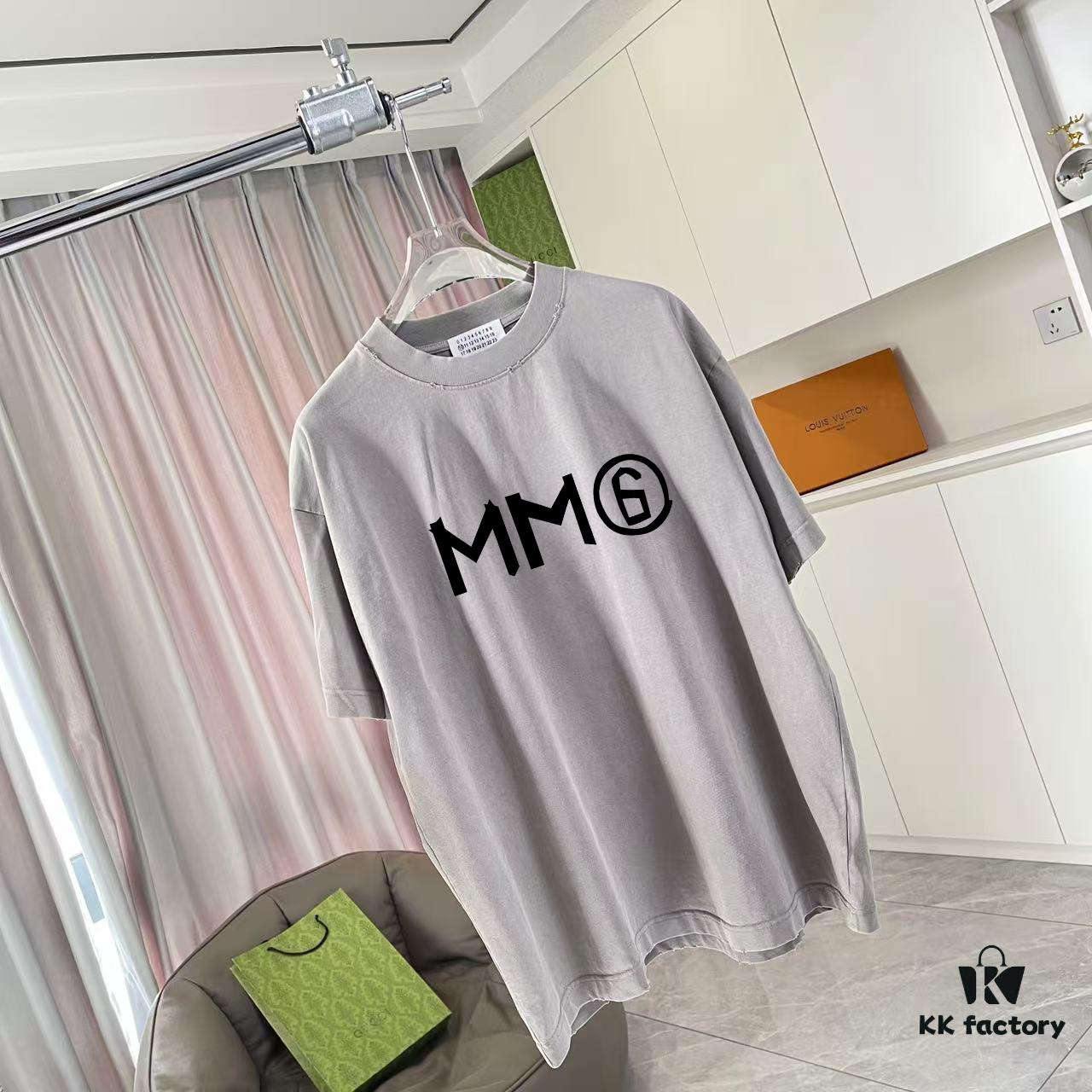 MM6 Maison Margiela 2025 Summer New Arrival Distressed Ombre Vintage Short Sleeve T-Shirt with Unique Logo Print, Custom 320g Fabric, Unisex Design