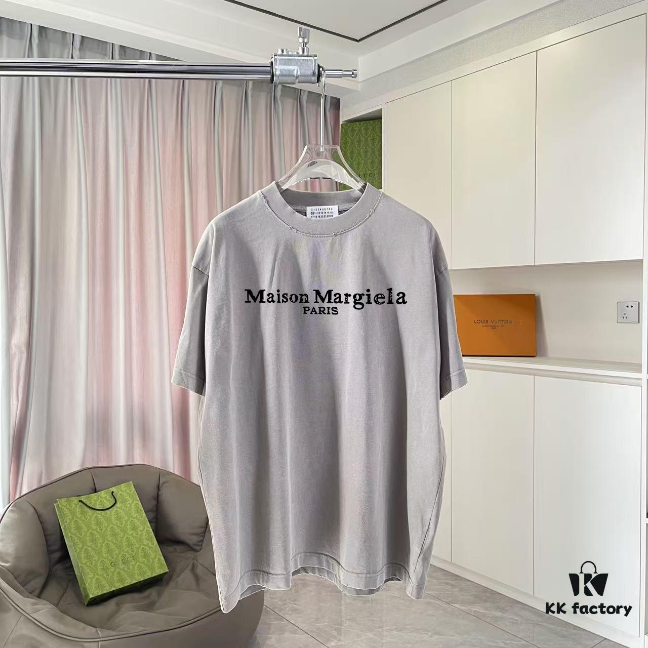 MM6 Maison Margiela 2025 Summer New Arrival Distressed Gradient Worn-Out Design with Unique Logo Print, Custom 320g Fabric Short-Sleeve T-Shirt Unisex