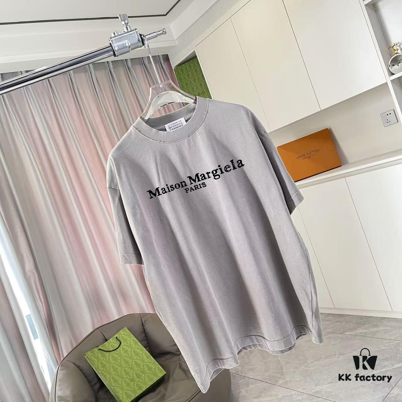 MM6 Maison Margiela 2025 Summer New Arrival Distressed Gradient Worn-Out Design with Unique Logo Print, Custom 320g Fabric Short-Sleeve T-Shirt Unisex