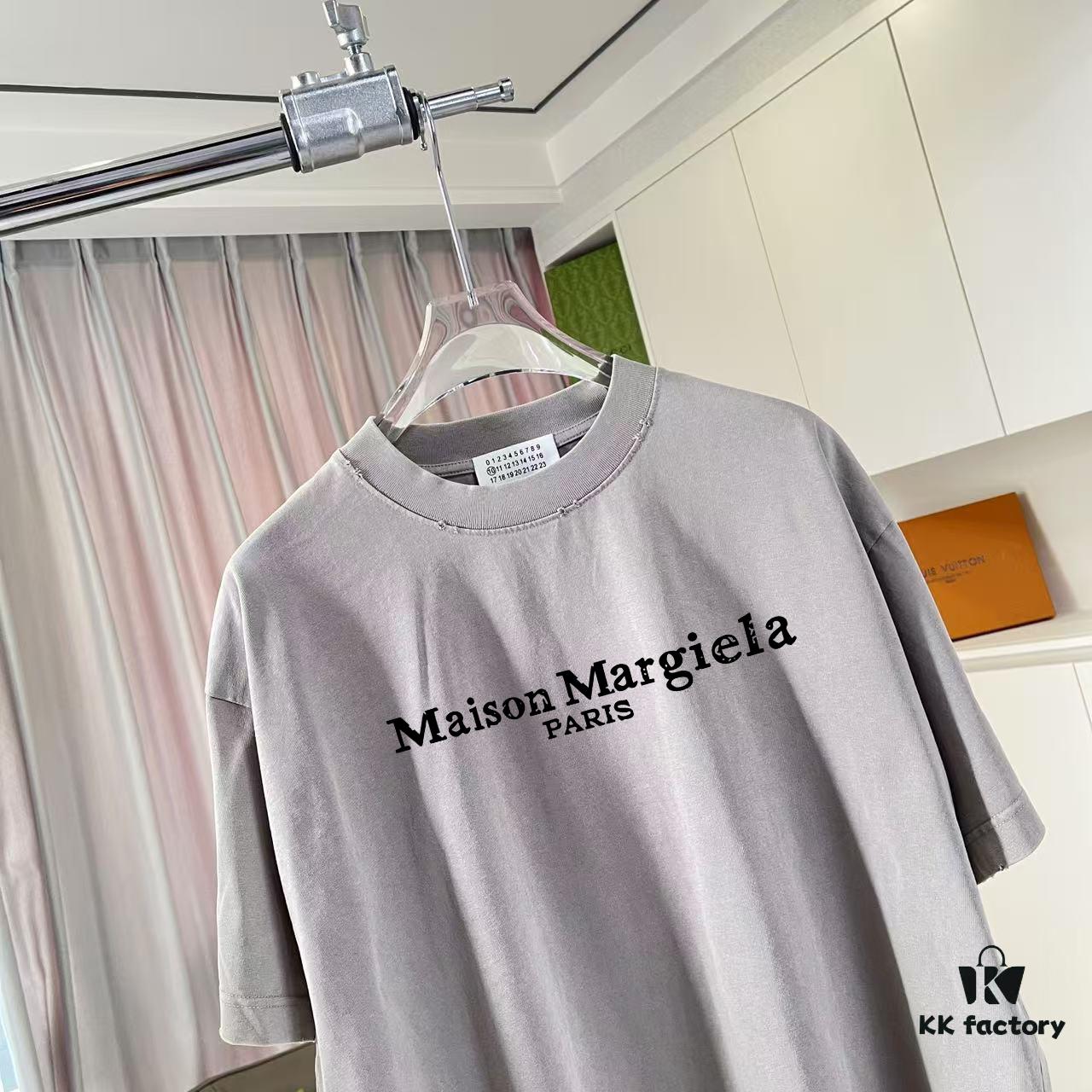 MM6 Maison Margiela 2025 Summer New Arrival Distressed Gradient Worn-Out Design with Unique Logo Print, Custom 320g Fabric Short-Sleeve T-Shirt Unisex