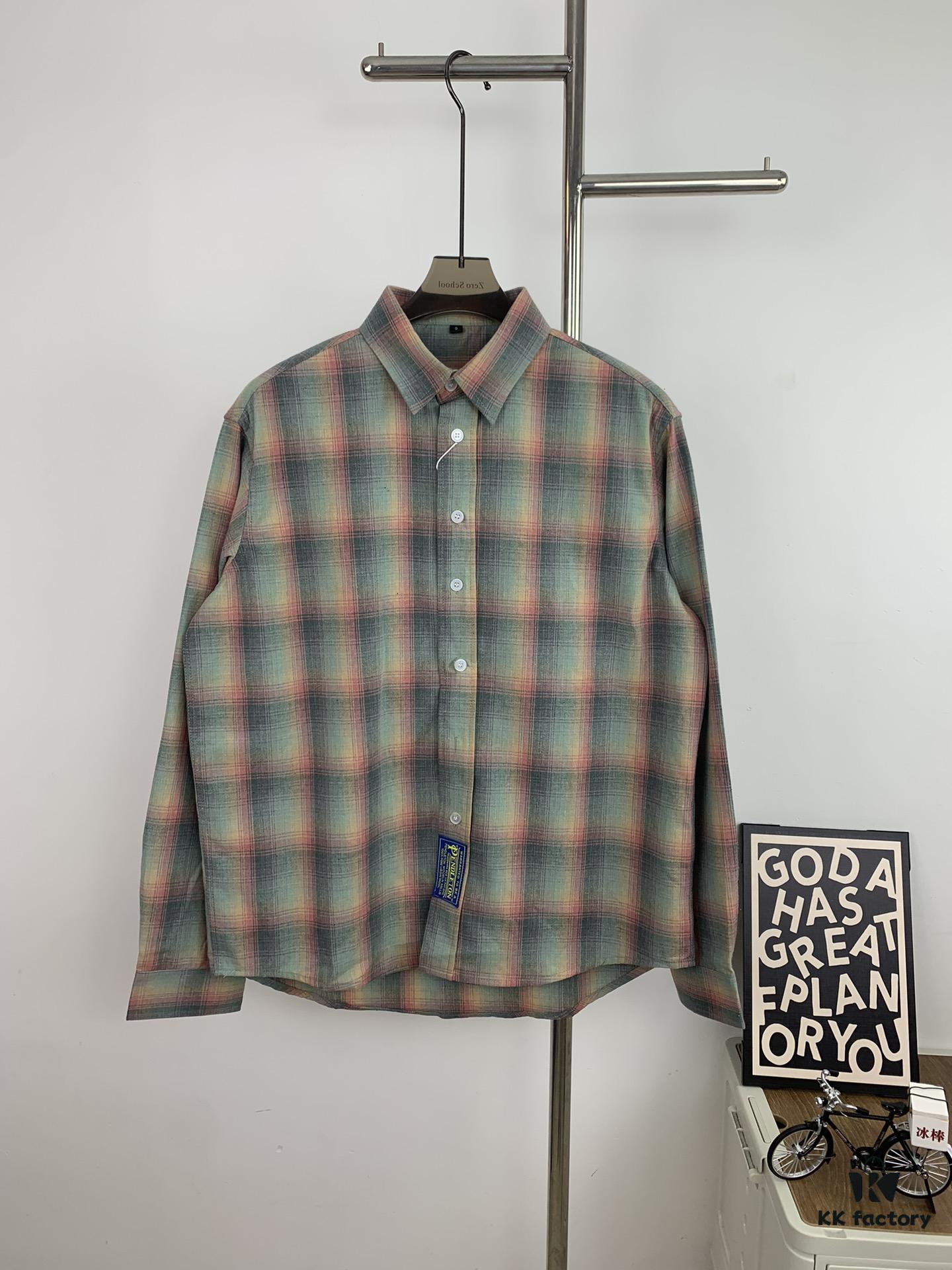 New MM6 Maison Margiela Rainbow Plaid Unisex Casual Shirt 2023FW