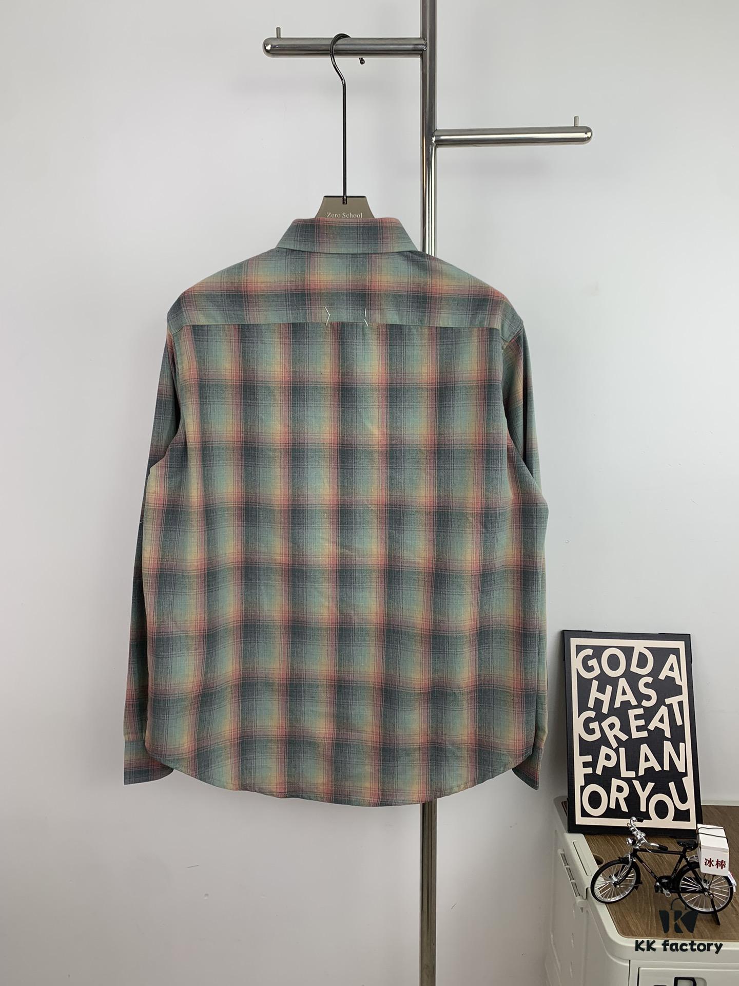 New MM6 Maison Margiela Rainbow Plaid Unisex Casual Shirt 2023FW