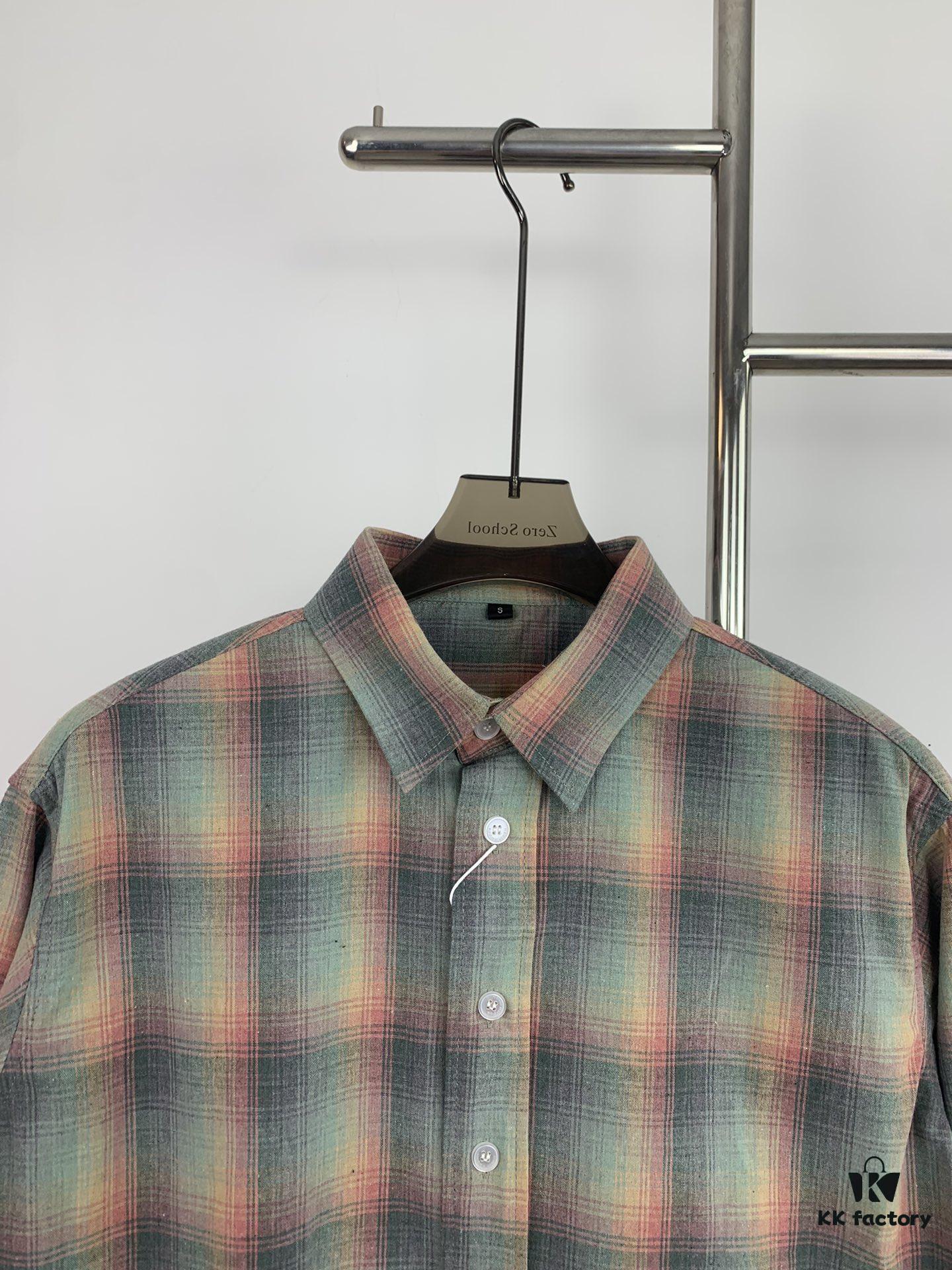 New MM6 Maison Margiela Rainbow Plaid Unisex Casual Shirt 2023FW